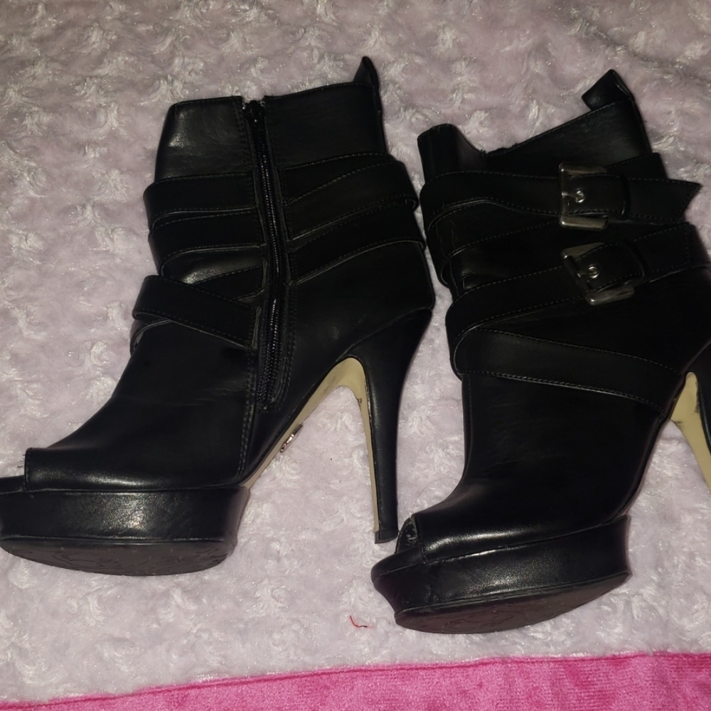 Dollhouse Open Toe Heeled Booties